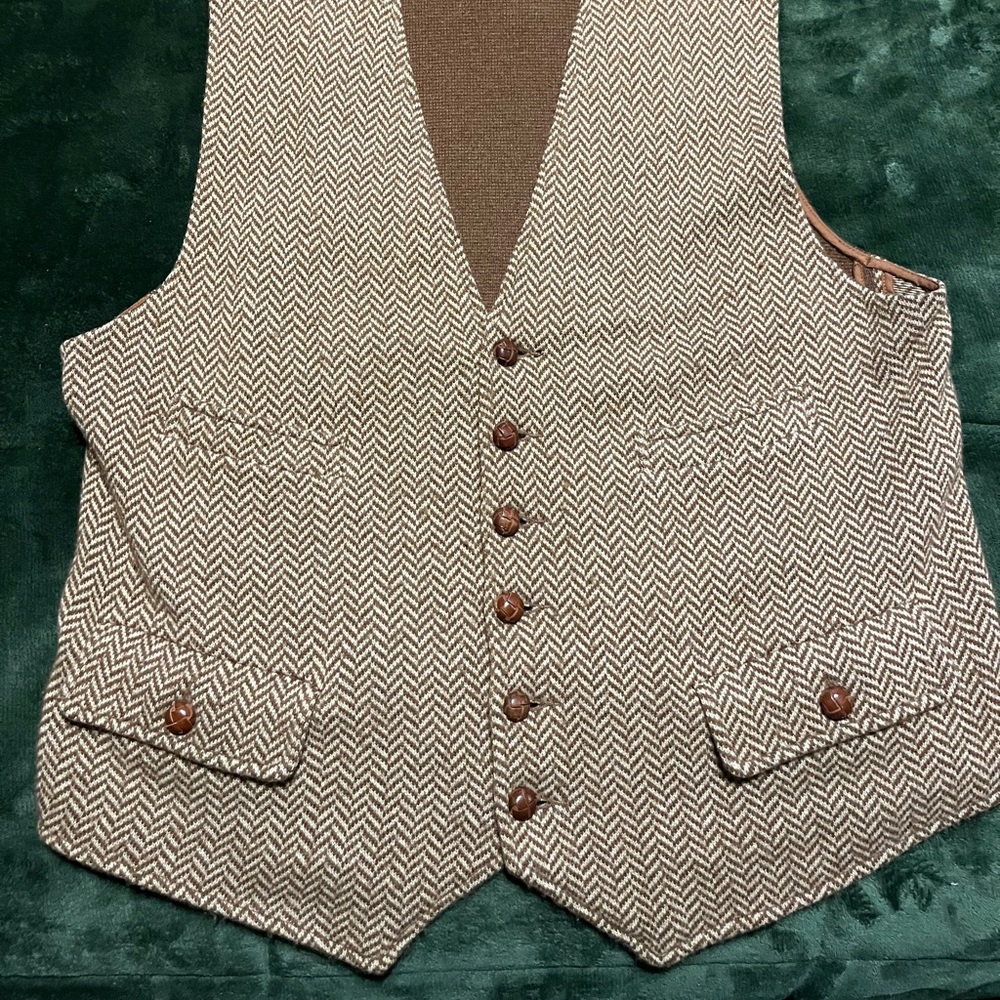 Ralph Lauren Brown Herringbone Vest